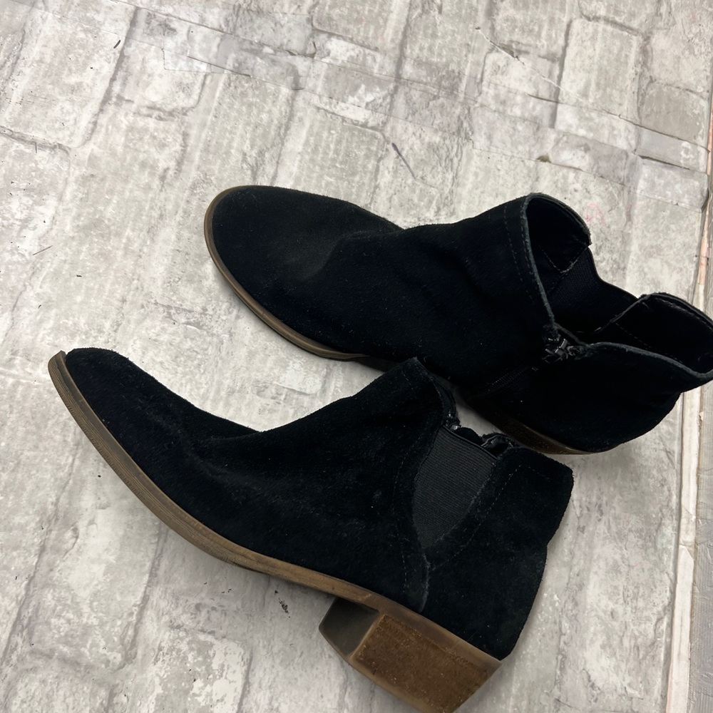 KENSIE Garry Black Leather Suede Ankle Zip-Up Booties Women's 8.5